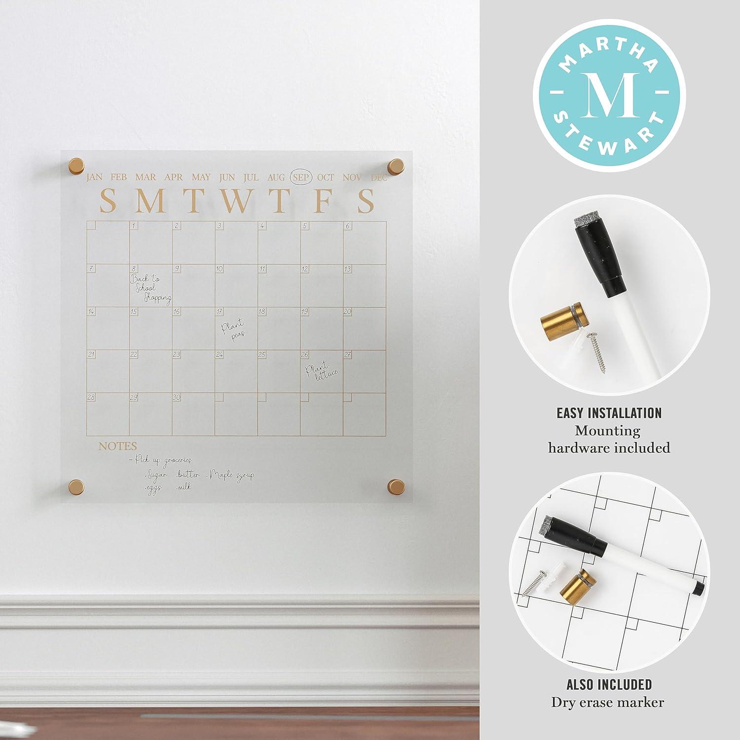 Thomas Martha Stewart Acrylic Wall Calendar with Dry Erase Marker and Mounting Hardware