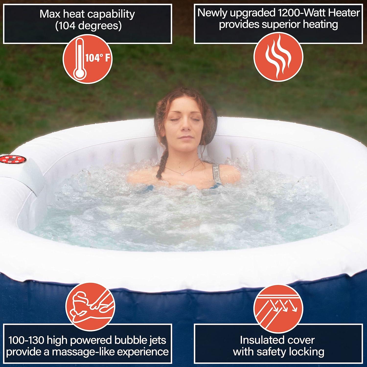 Aleko Blue Oval 2-Person Inflatable Hot Tub with Drink Tray