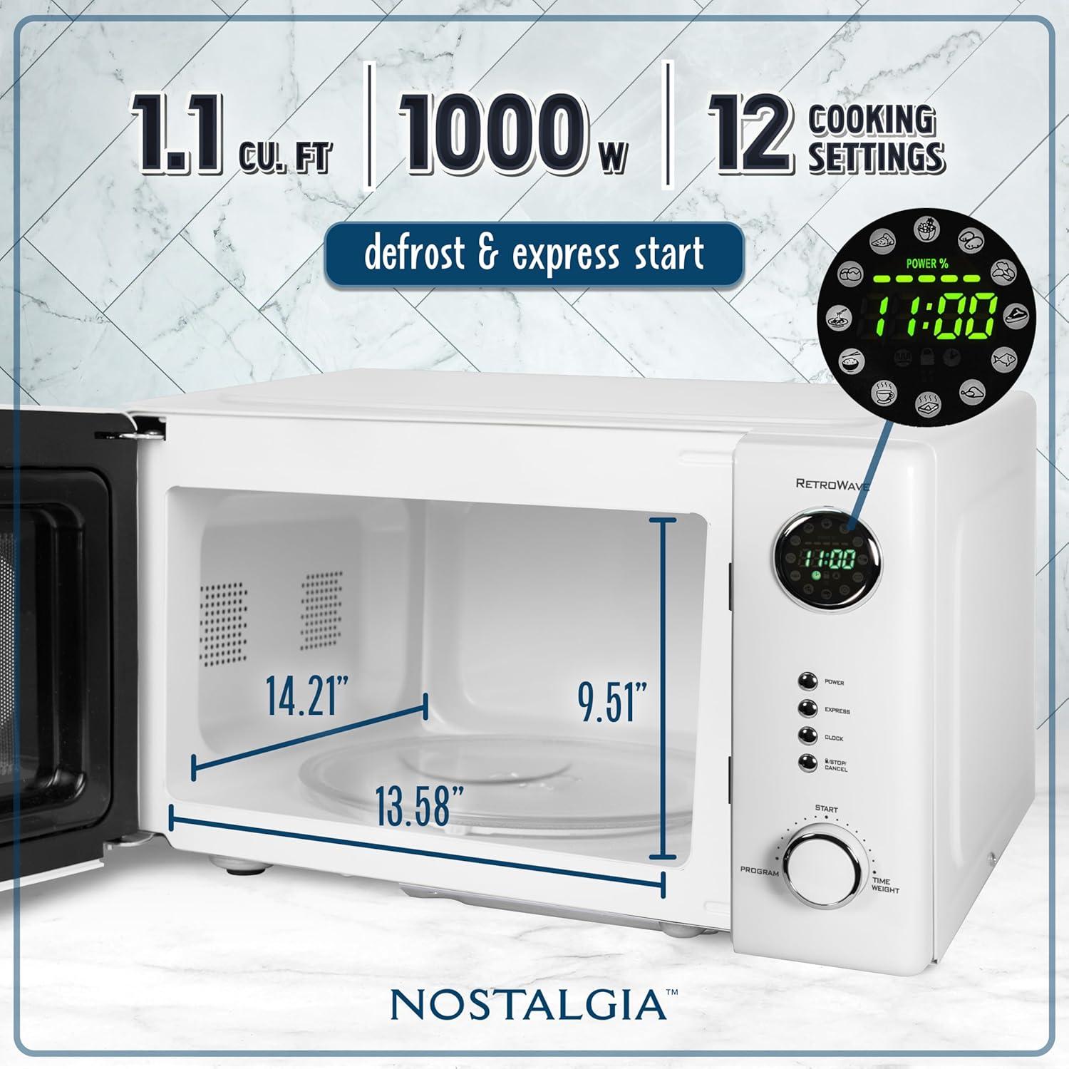 Retro Countertop Microwave 1.1 Cu Ft & 1000 Watt