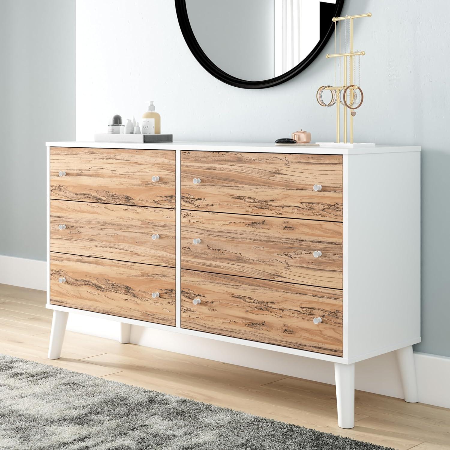 Signature Design by Ashley Contemporary Piperton 6 Drawer Dresser, Two-tone Brown/White