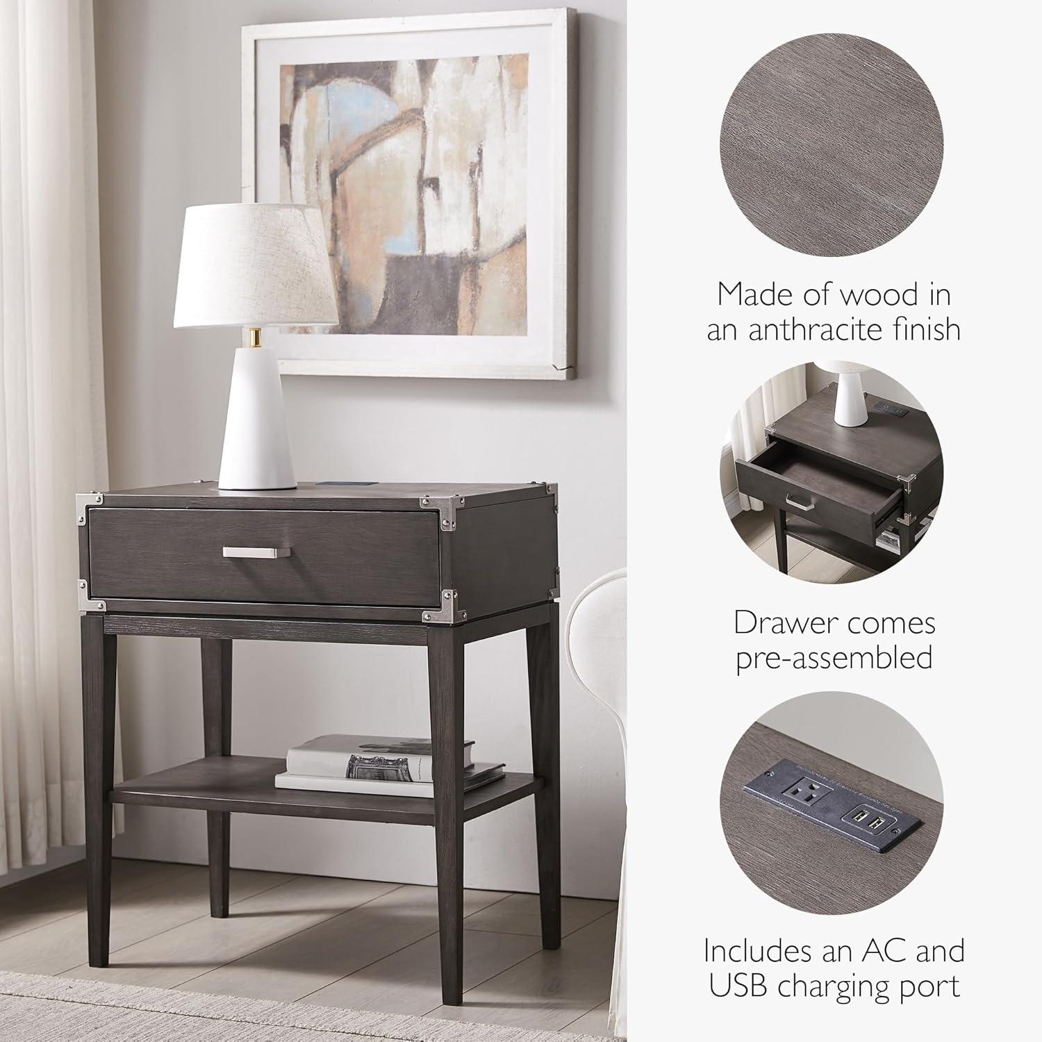 Red Barrel Studio® Beckett Solid + Manufactured Wood Side Table in Anthracite & Reviews | Wayfair