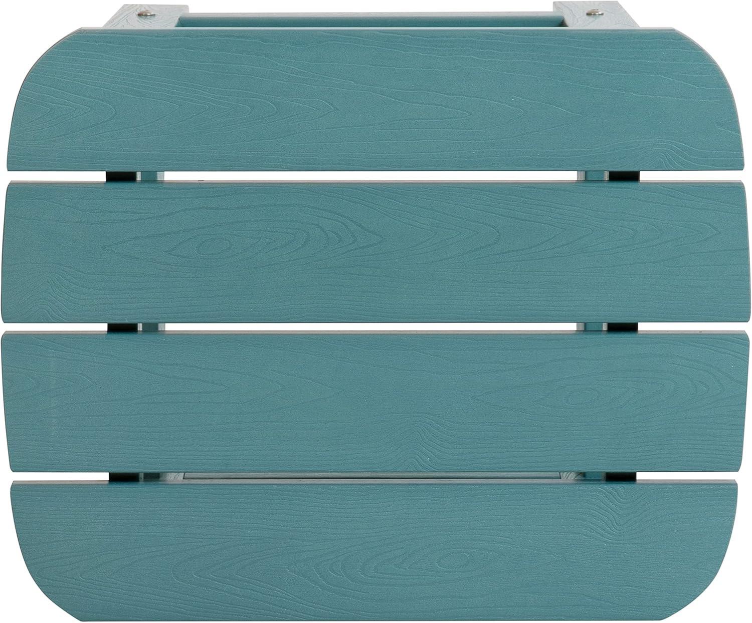 Flash Furniture Charlestown All-Weather Poly Resin Wood Adirondack Side Table in Sea Foam