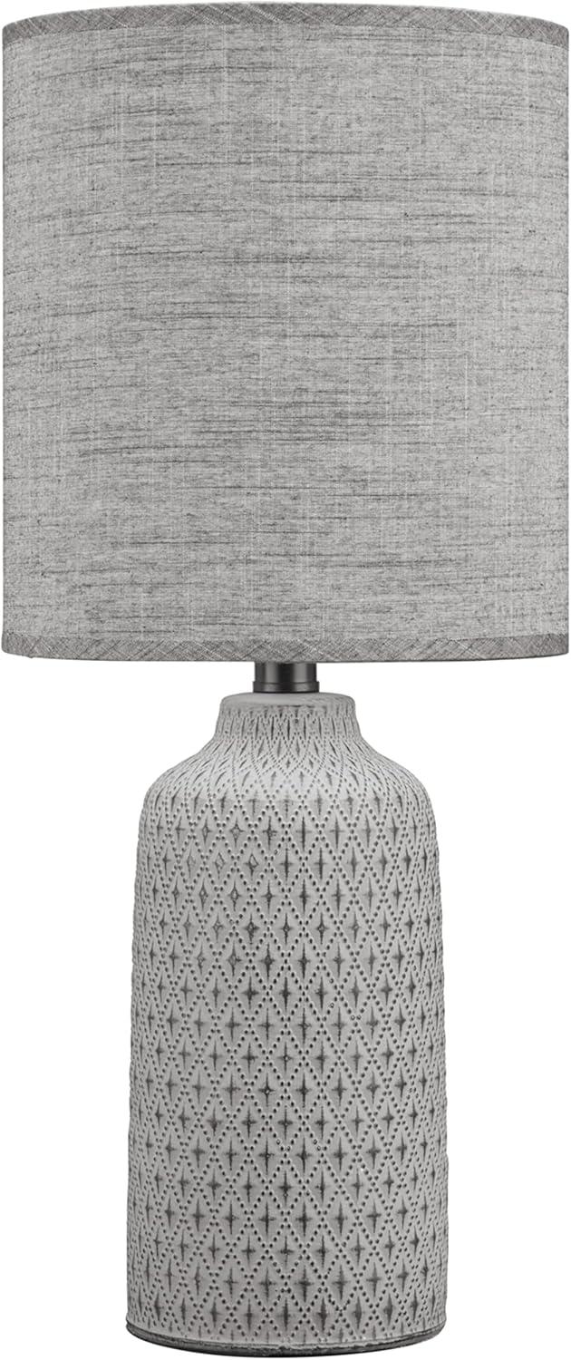 Donnford 20" Gray Ceramic Table Lamp with Diamond Pattern