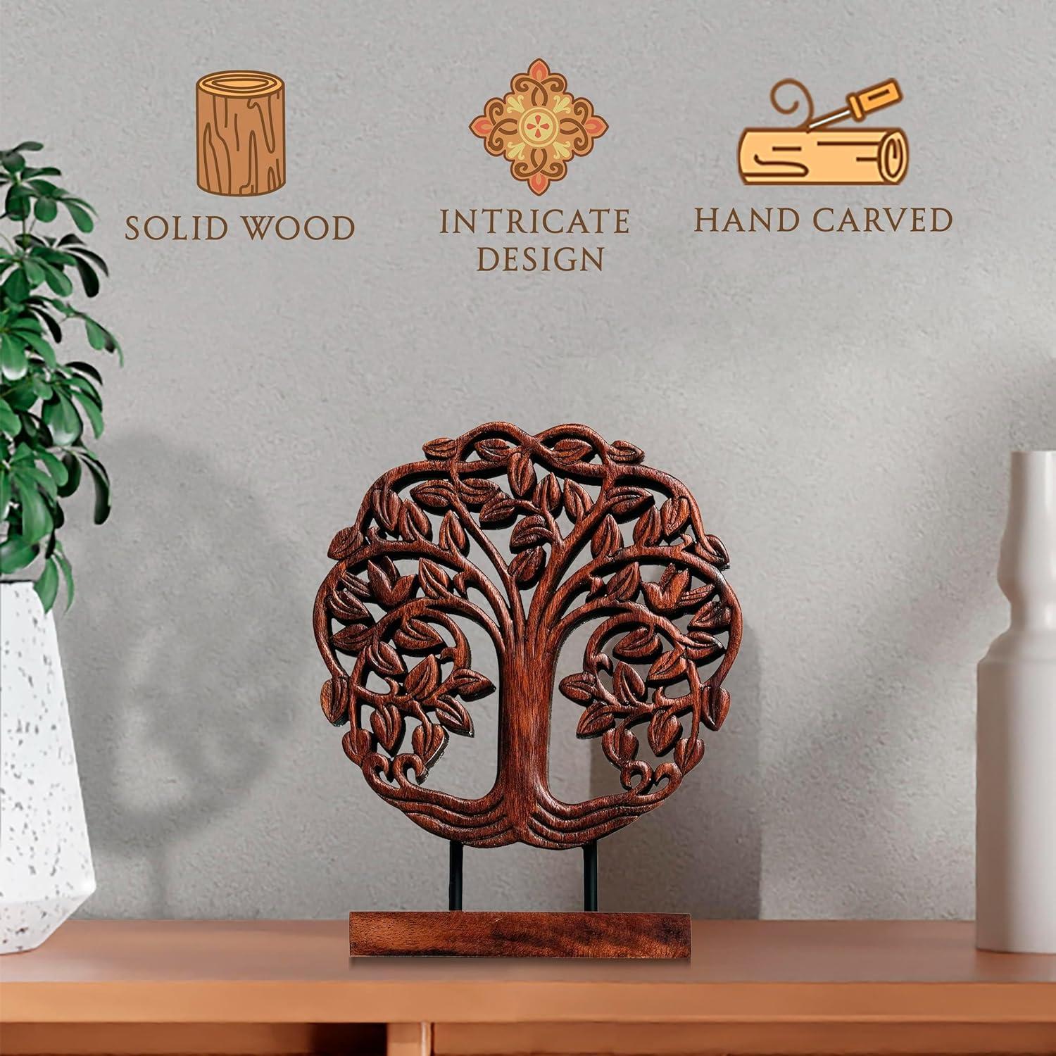 Decozen Wooden Tree of Life Sculpture – Gifts for Mom or Dad on Mother’s Day, Father’s Day, or Birthday – Acacia Wood Sculpture for Home, Office, Living Room, or Boho and Mantle Décor