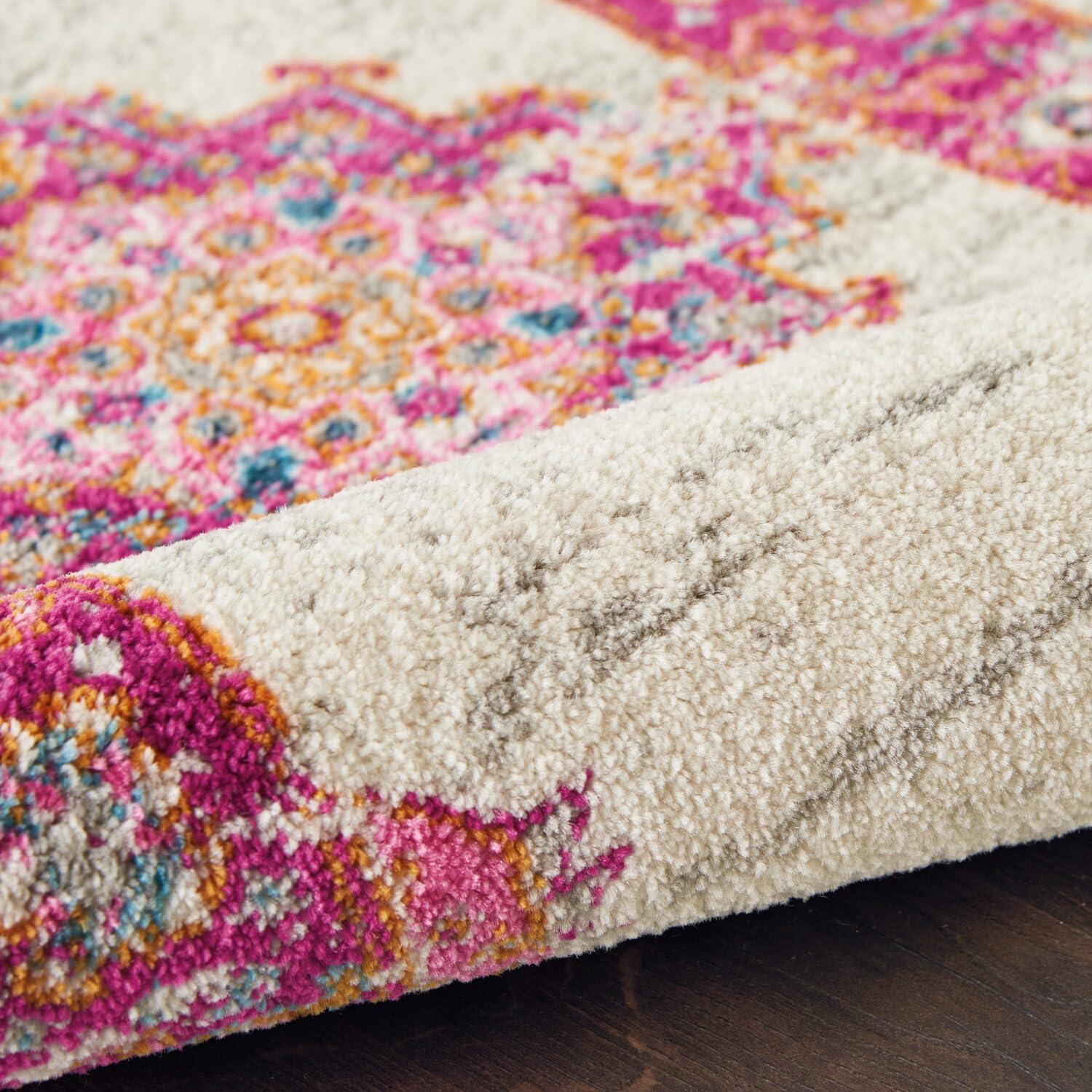Nourison Passion Medallion Bohemian Indoor Rug Ivory/Fuchsia 12' x 15'