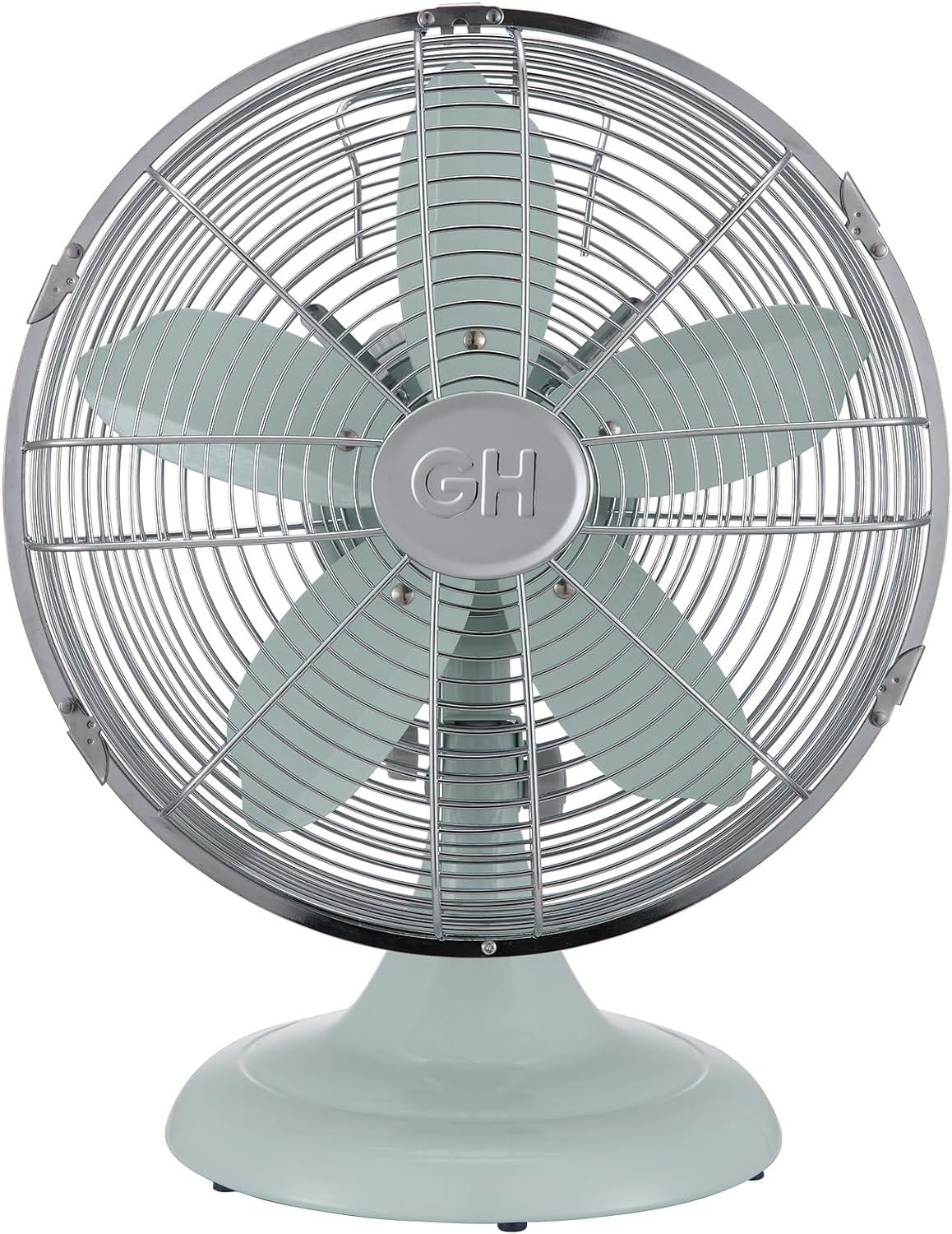 Good Housekeeping Good Housekeeping's All-Metal Retro 3-Speed 12" Oscillating Office Desk Table Fan (Multiple Finishes Available)