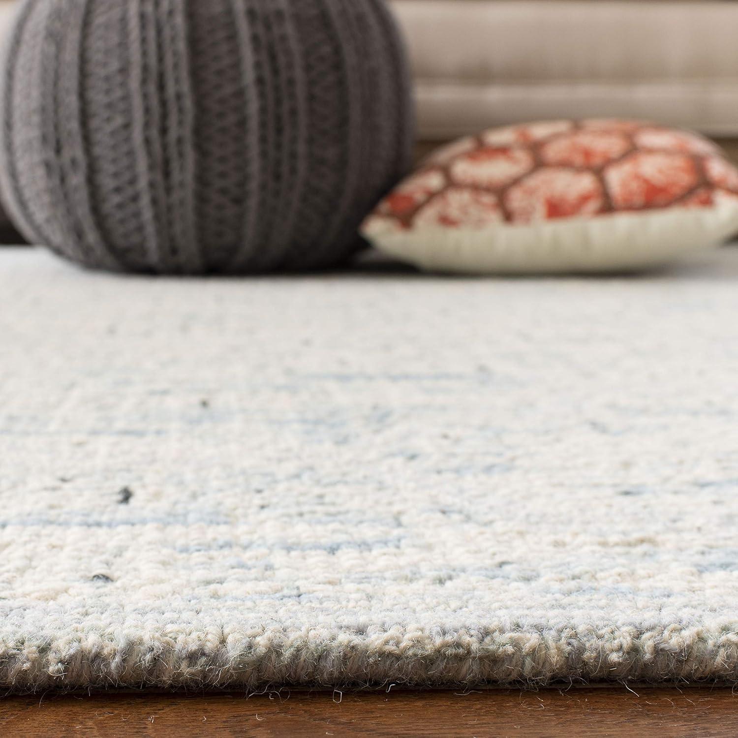 Abstract ABT474 Handmade Indoor Area Rug - Ivory/Turquoise - 8'x10' - Safavieh