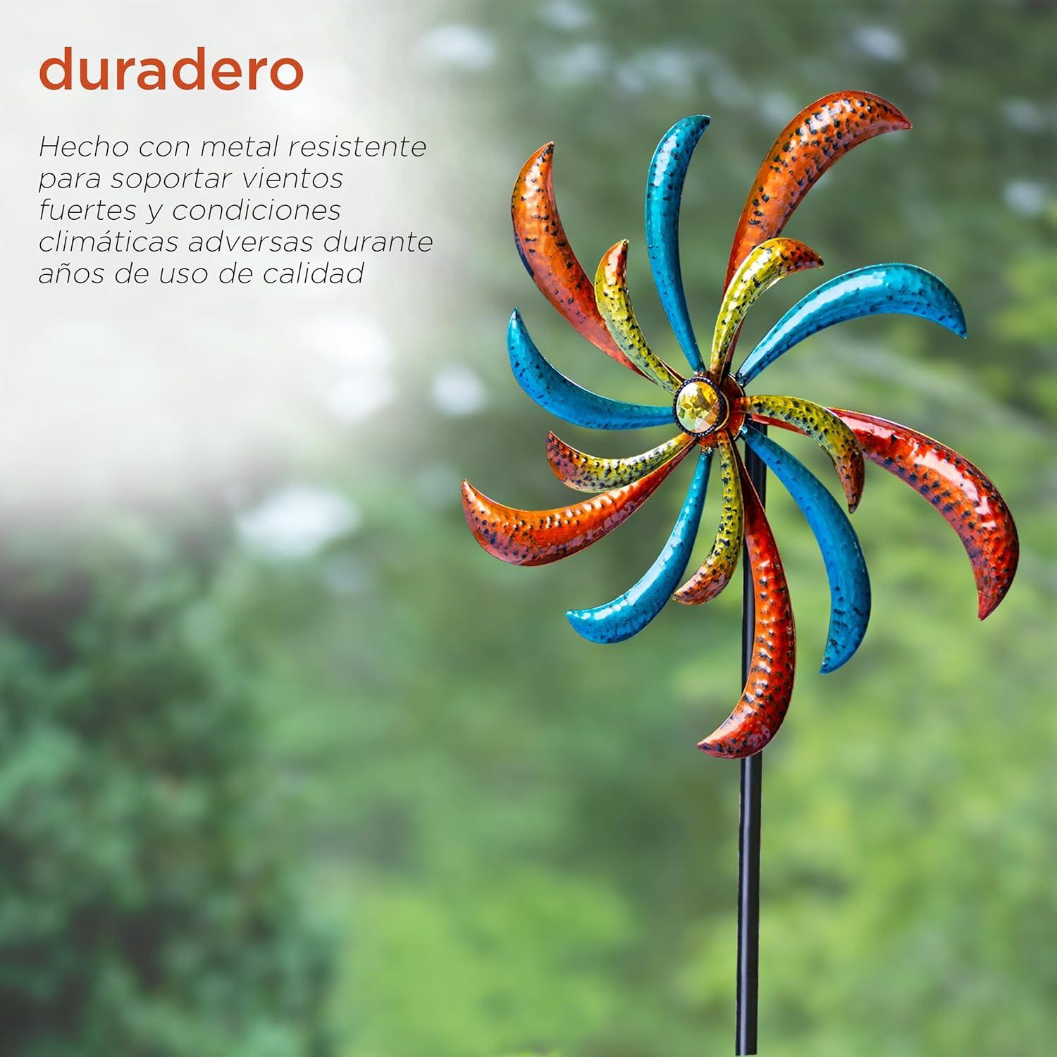 63" Multicolor Metal Windmill Garden Stake Spinner