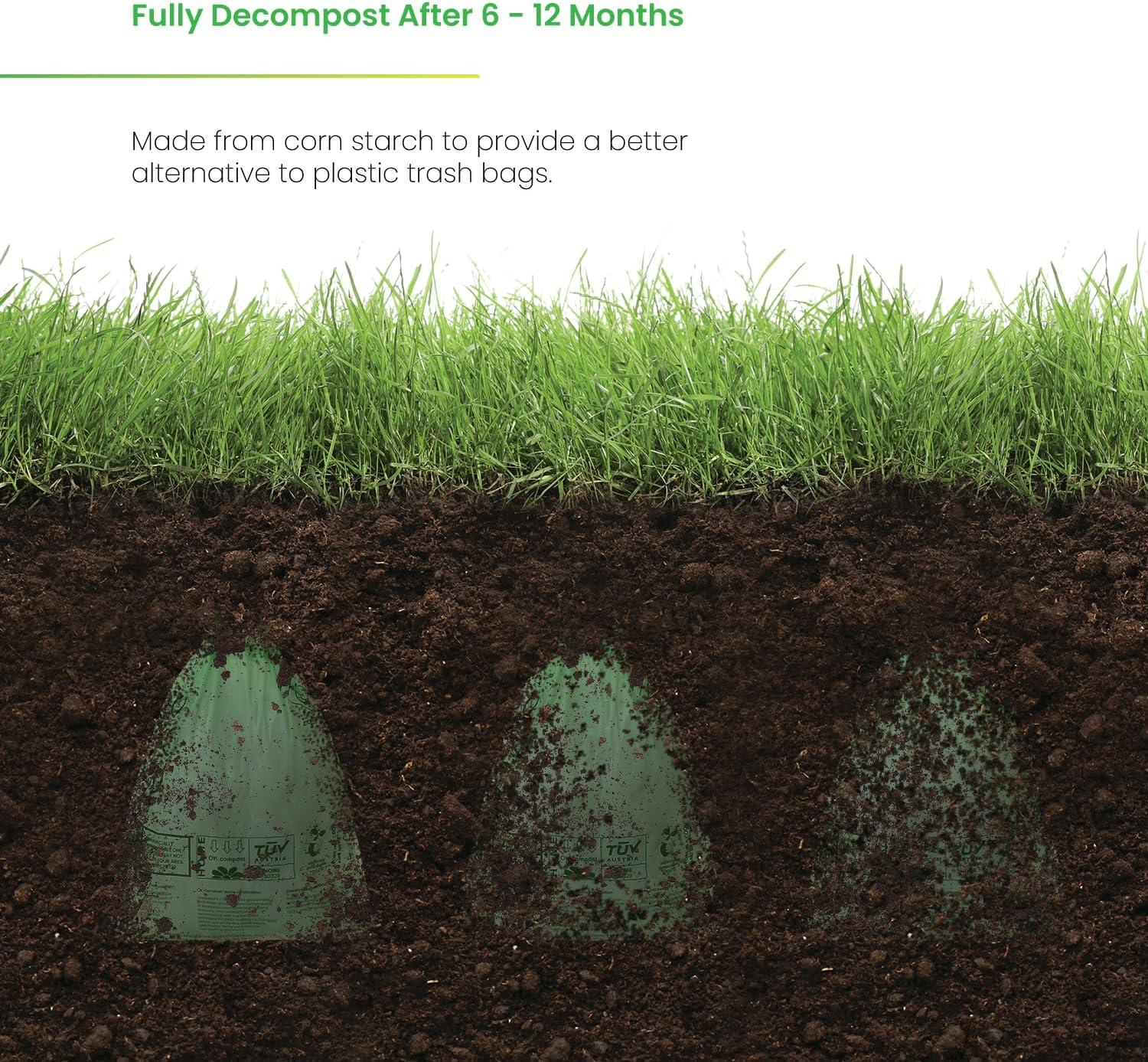 2.6 Gal. Compostable Kitchen Trash Bags 100-Count with Drawstring Handle