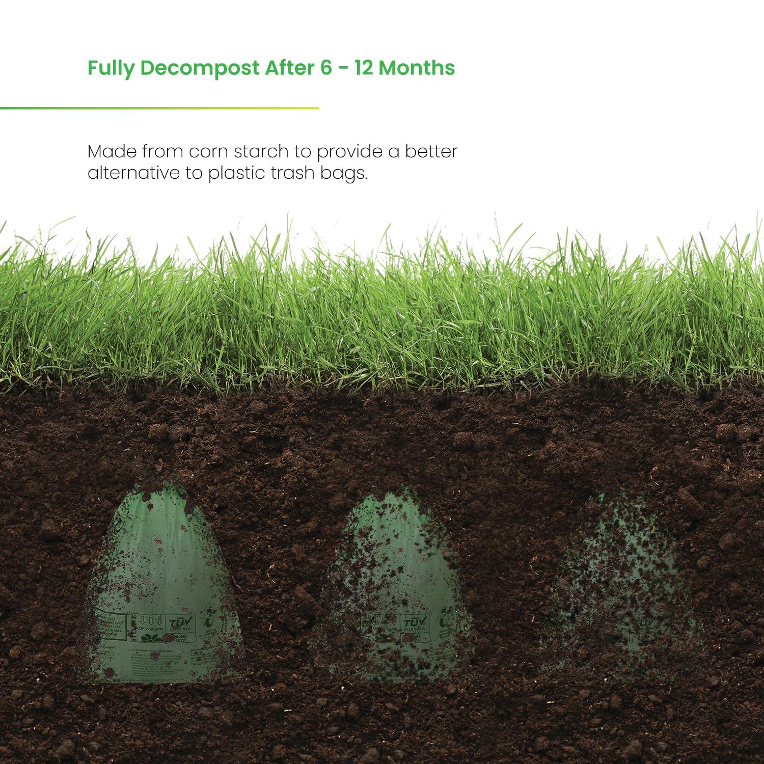 2.6 Gal. Compostable Kitchen Trash Bags 100-Count with Drawstring Handle