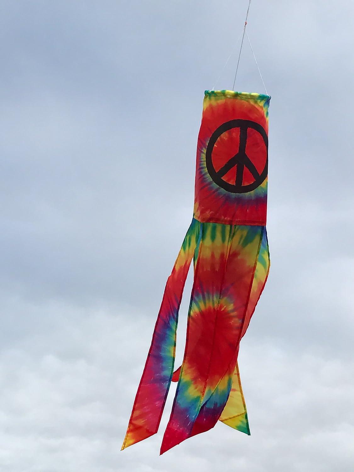 In the Breeze 5015 — Peace Sign 30 inch Windsock — Colorful Printed Hanging Decoration