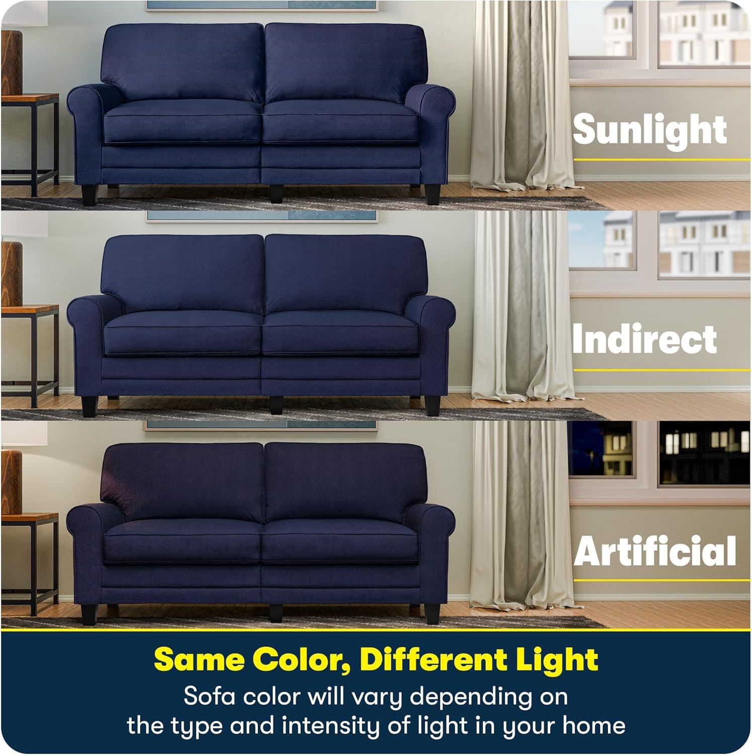 Serta 78" Copenhagen Sofa Navy Blue: Upholstered Polyester, Wood Frame, Removable Cushions, Seats 2