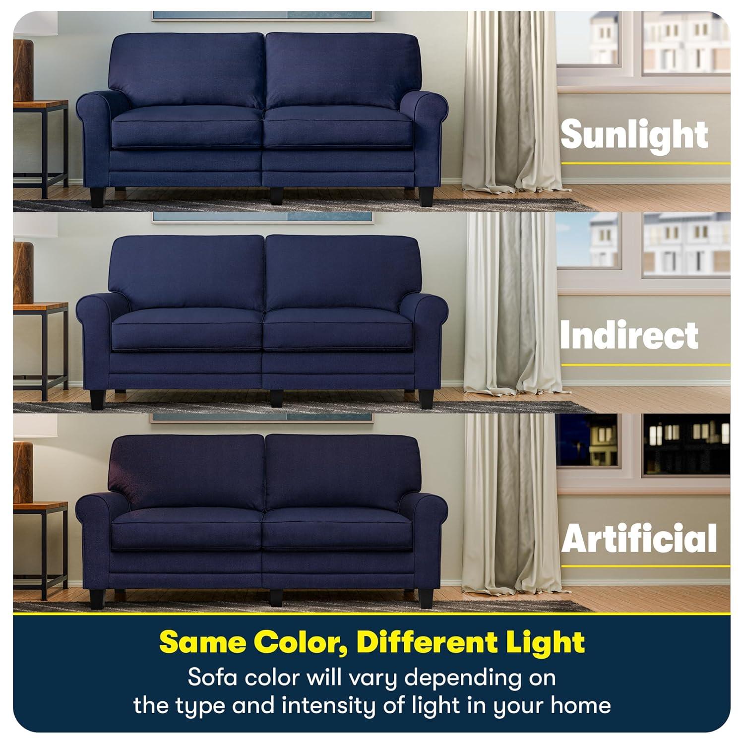 Serta 78" Copenhagen Sofa Navy Blue: Upholstered Polyester, Wood Frame, Removable Cushions, Seats 2