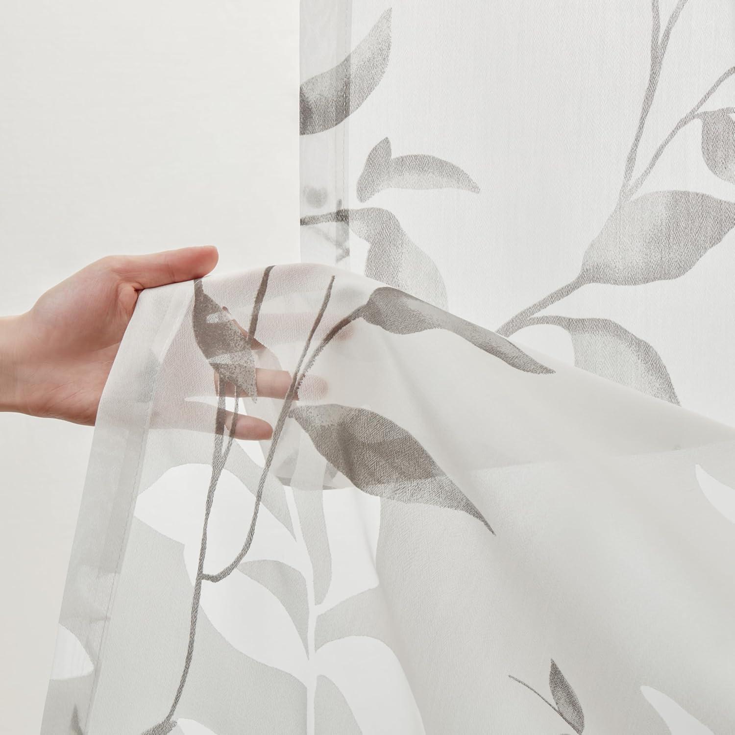 Madison Park Cecily Floral Printed Burnout Sheer Grommet Single Curtain Panel