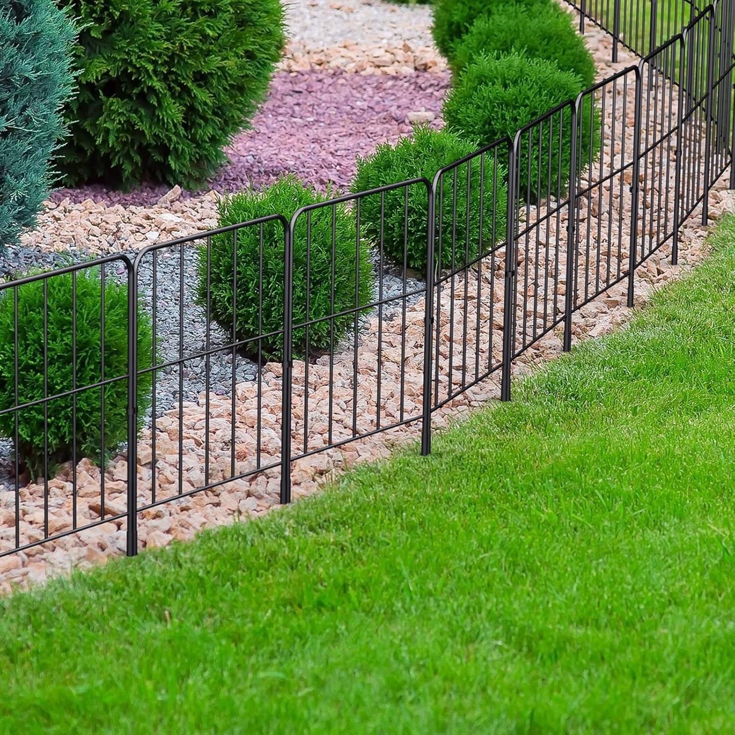 Black Metal Wire Garden Fence 10ft x 24in Decorative Panels