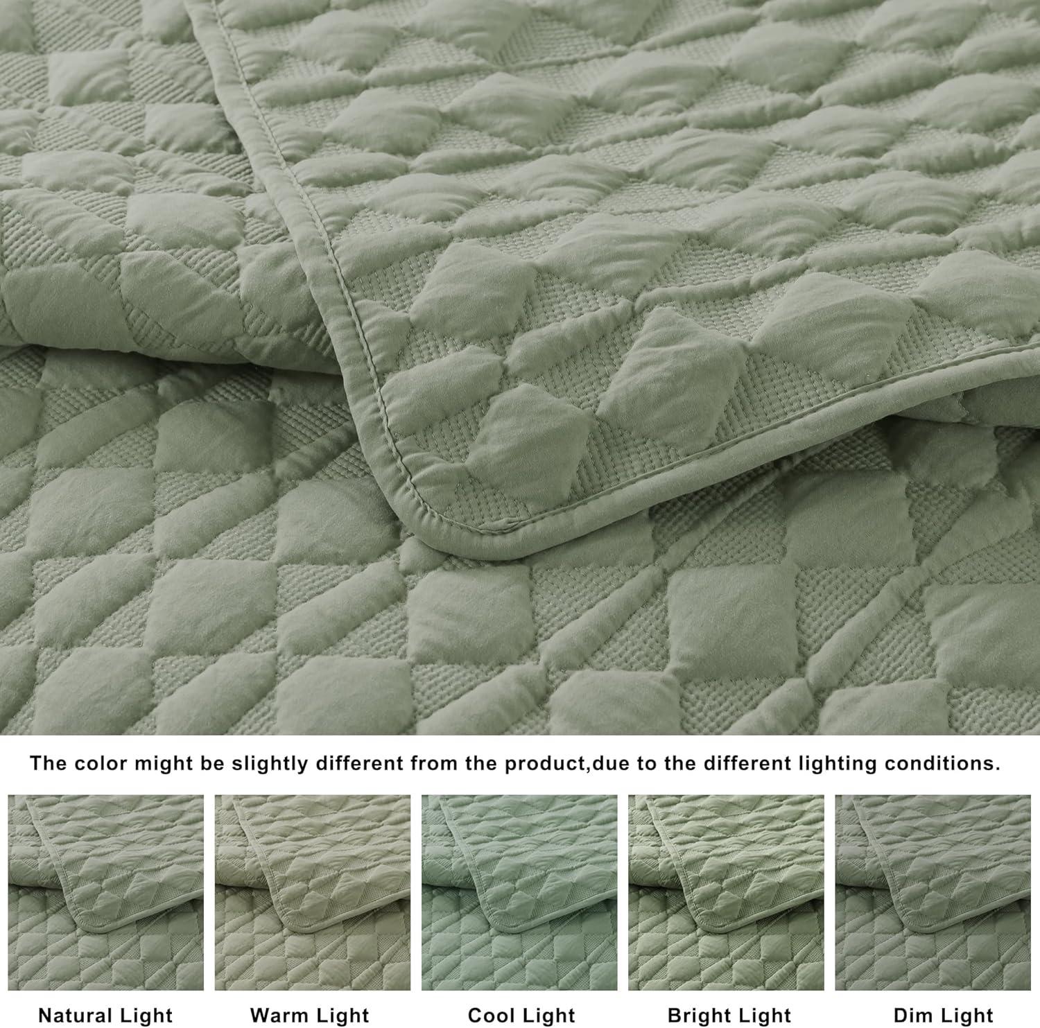 Sage Green Twin Microfiber Quilted Bedspread Set