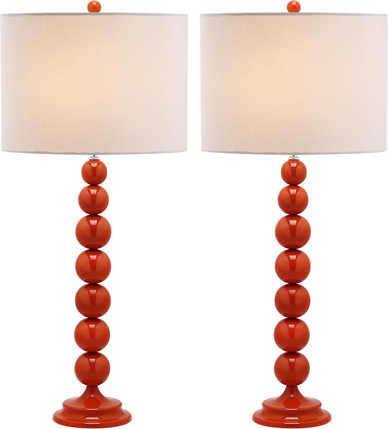 Jenna Stacked Ball Table Lamp (Set of 2) - 31.5 Inch Height - LIT4090 - Orange - Safavieh