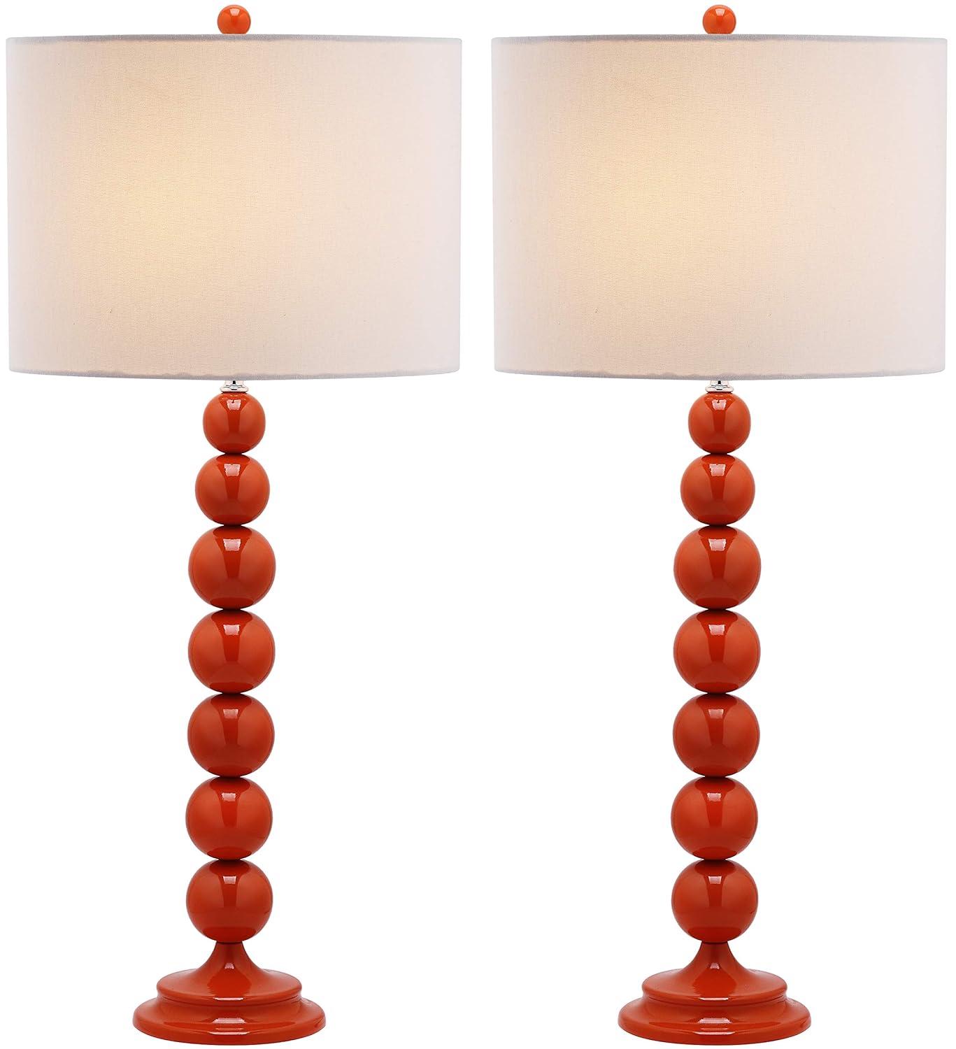 Jenna Stacked Ball Table Lamp (Set of 2) - 31.5 Inch Height - LIT4090 - Orange - Safavieh