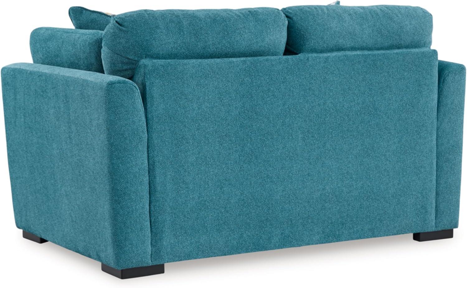 Signature Design by Ashley Keerwick Scandinavian Loveseat with 4 Toss Pillows, Blue