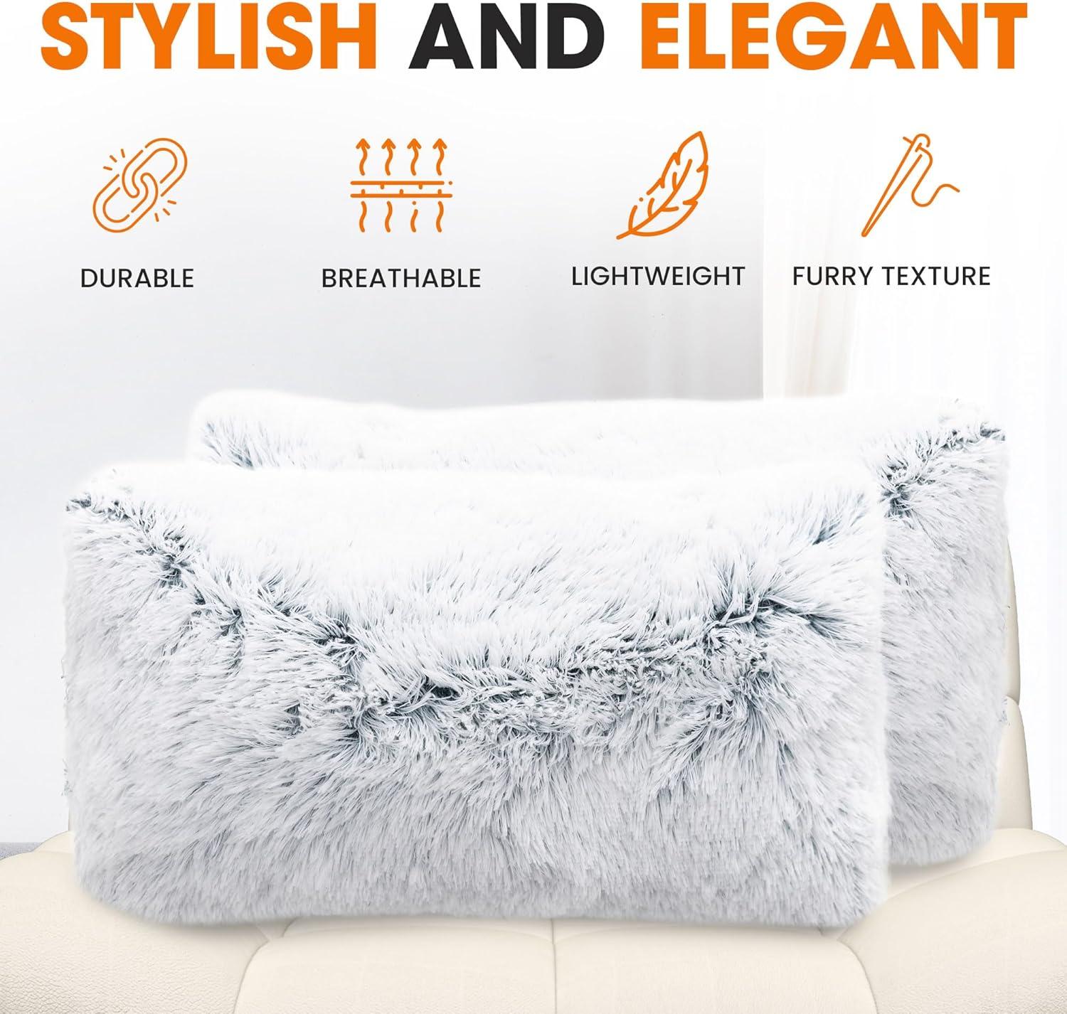 Cheer Collection Cheer Collection Shaggy Hair Decorative Throw Pillows (Set of 2)