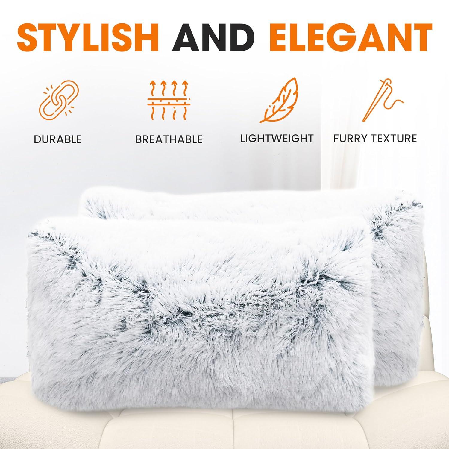 Cheer Collection Cheer Collection Shaggy Hair Decorative Throw Pillows (Set of 2)