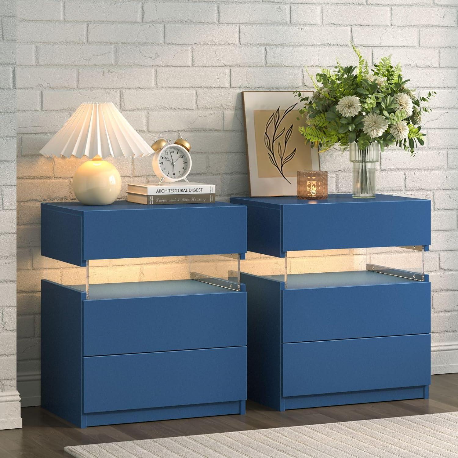 Nightstands set of 2 LED Night Stand