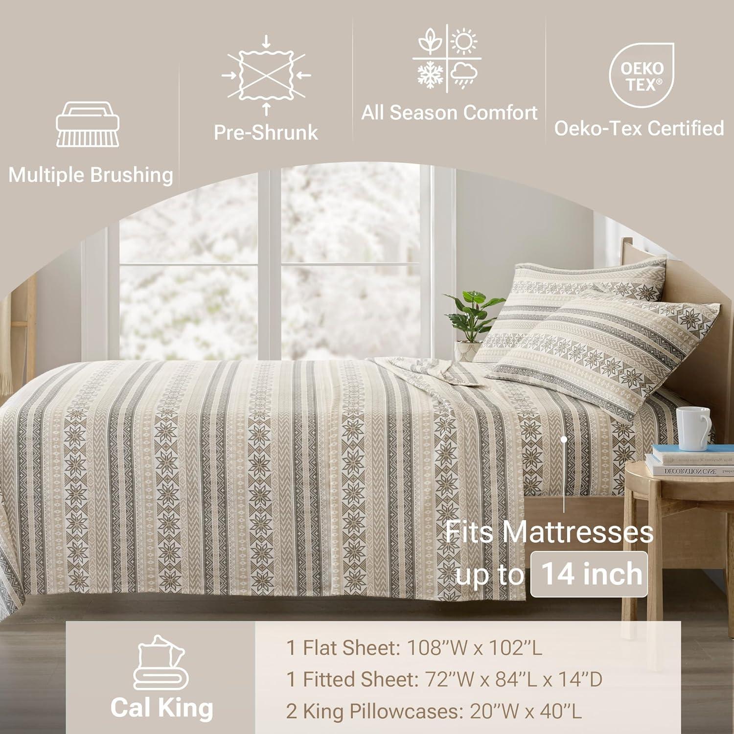 Madison Park Cozy Flannel 100% Cotton Sheet Set