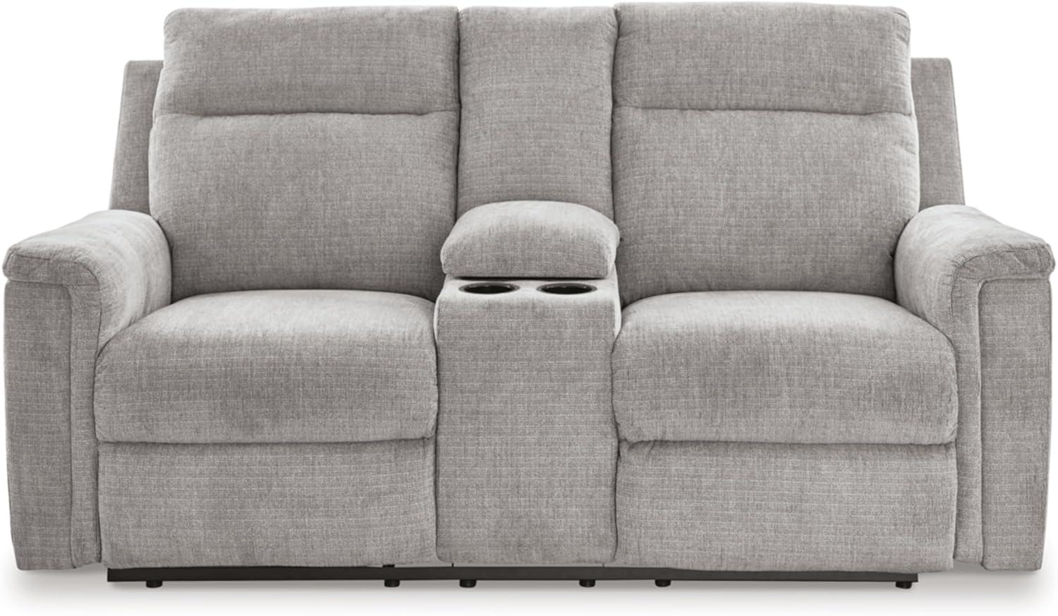 Ashley Furniture Barnsana Ash Power Reclining Loveseat with Console