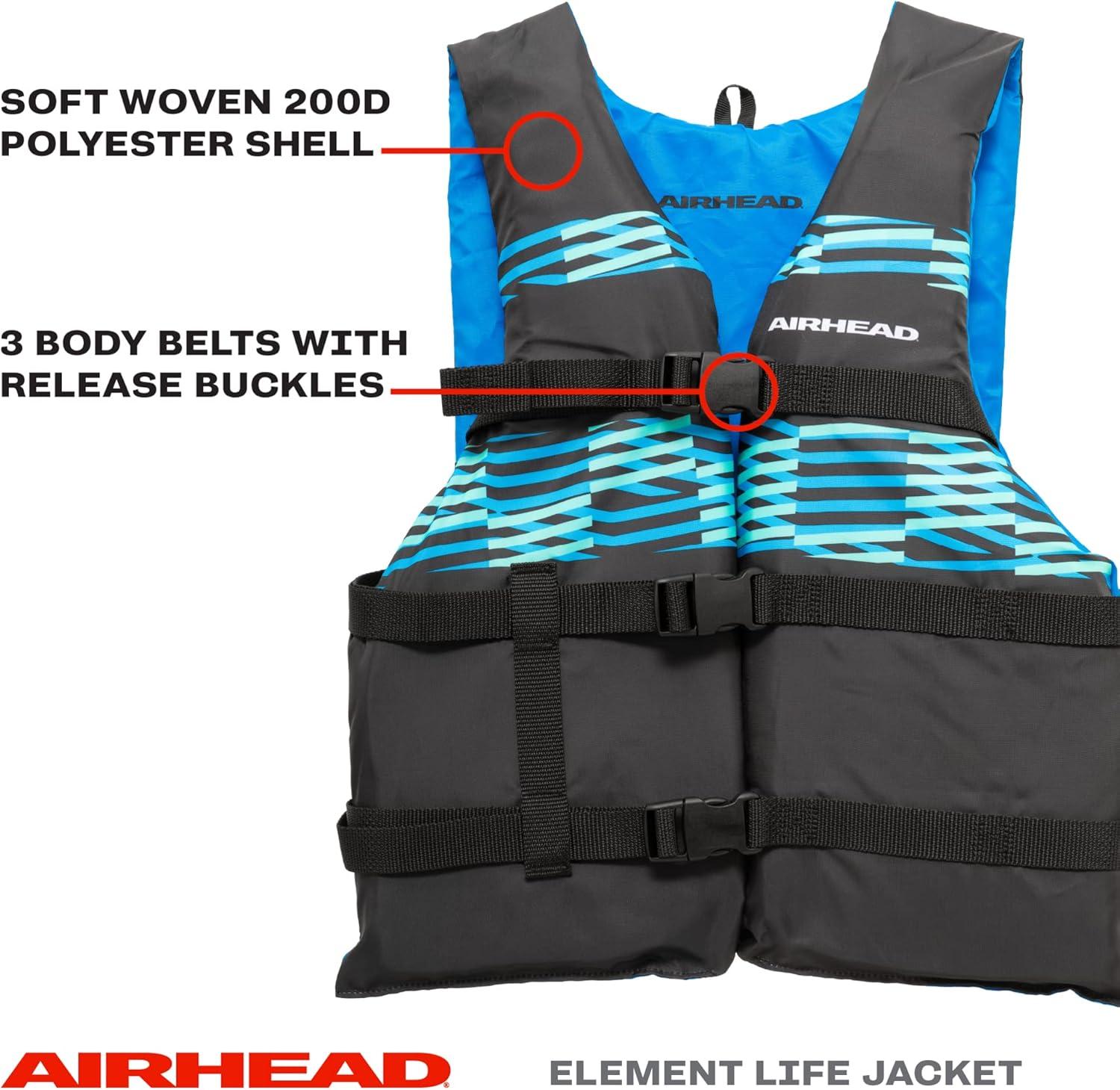 Airhead 1009215ABK Chaleco Salvavidas de Elemento de Tamaño Universal, Negro y Azul