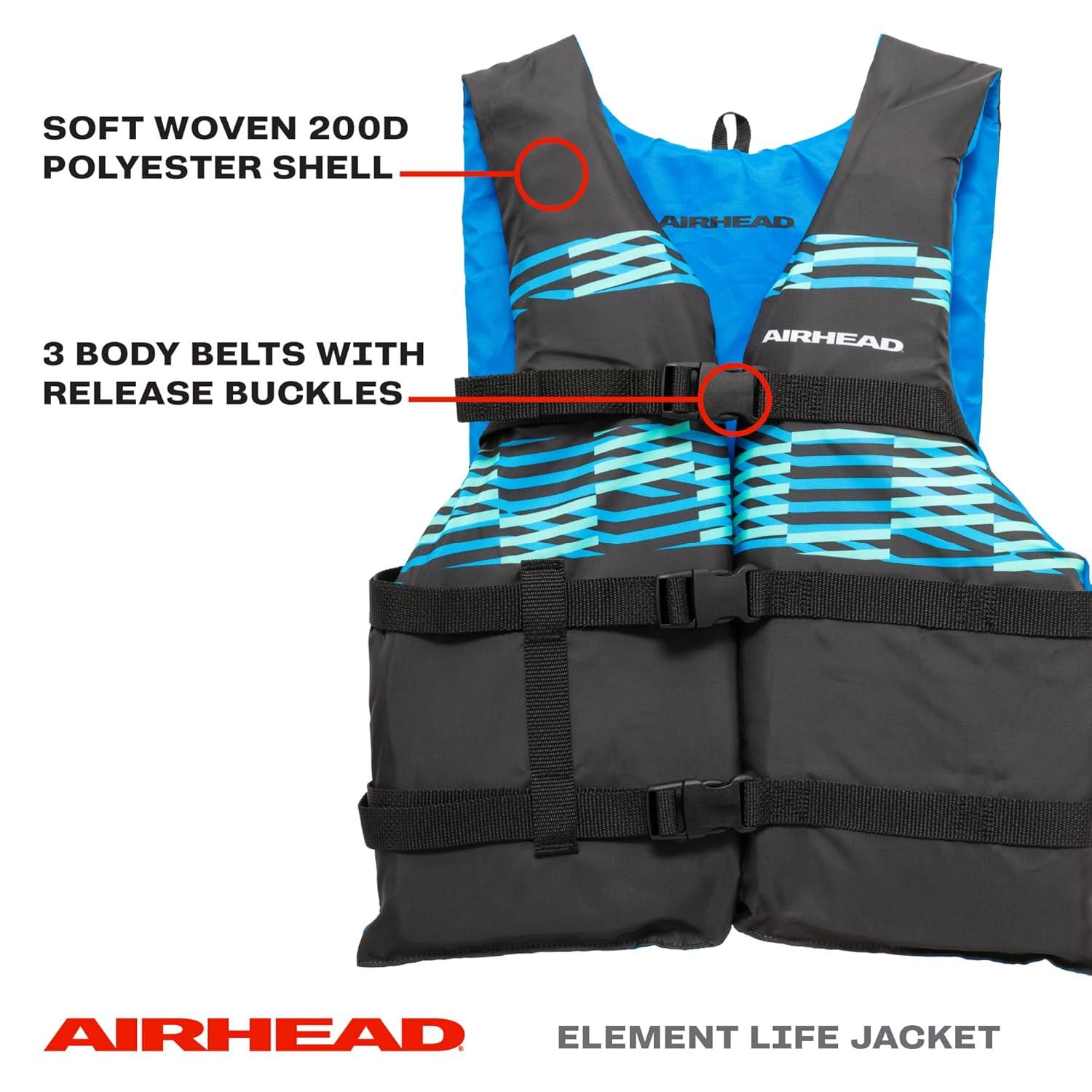 Airhead 1009215ABK Chaleco Salvavidas de Elemento de Tamaño Universal, Negro y Azul