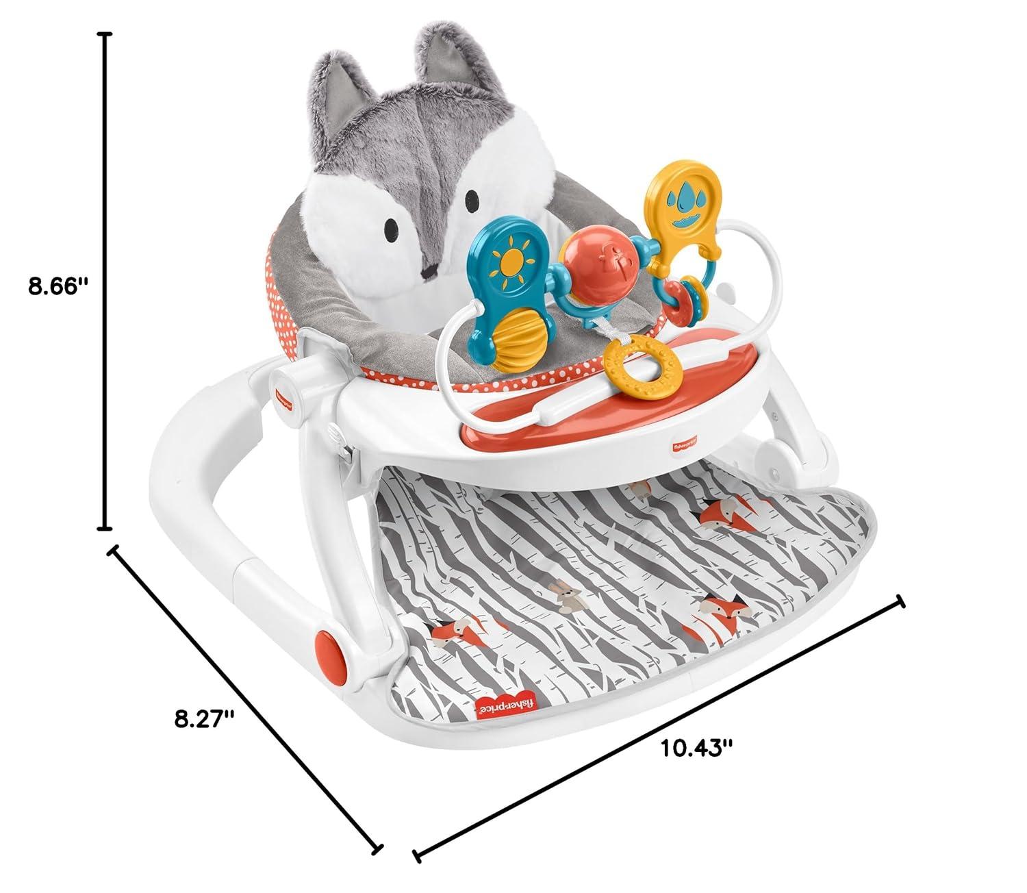 Fisher-Price Deluxe Sit-Me-up Floor Seat Infant Chair with Feeding Tray and Toys, Happy Hills