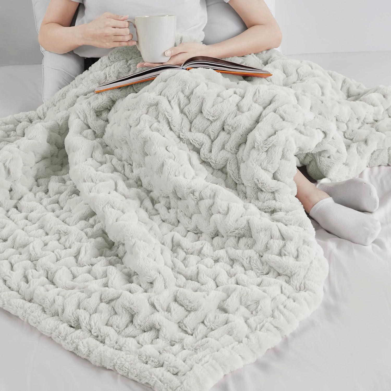 50"x60" Ruched Faux Fur Throw Blanket - Madison Park