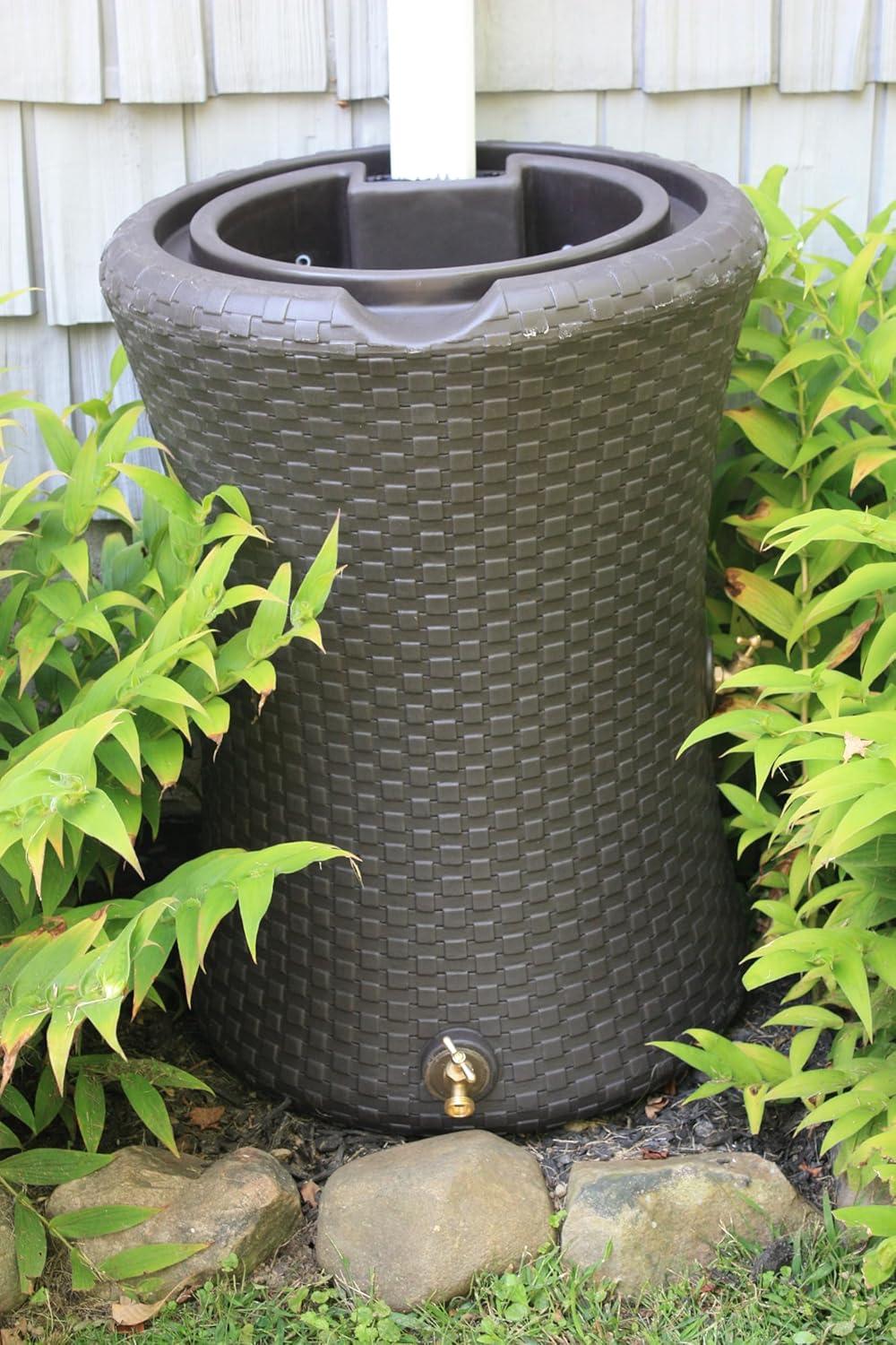 Good Ideas 50 Gallons Plastic Drainable Dual Overflow Planter Rain Barrel