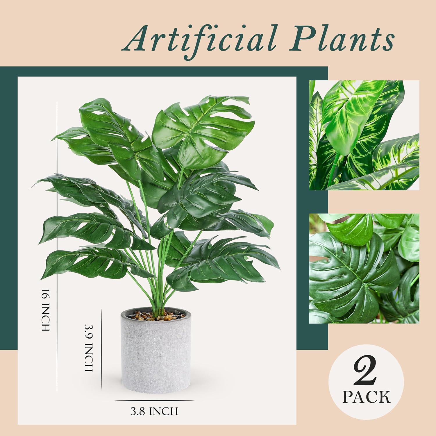 Der Rose 2 Pack Pulp Fake Plant Artificial Pot, office desk family farmhouse decoration