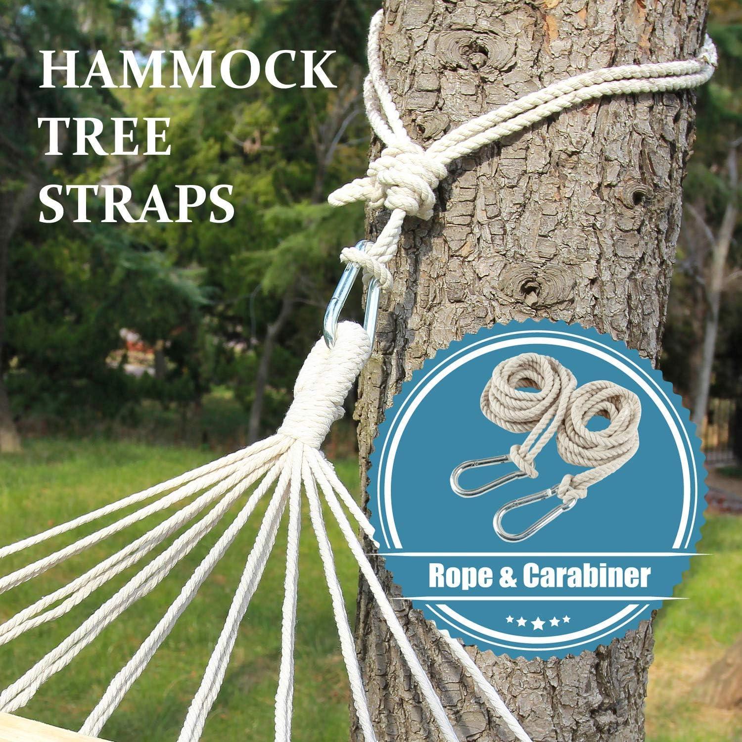 13 ft Beige Cotton Hammock Straps with Carabiner Hooks