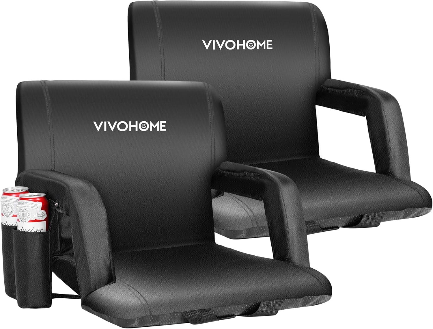 SPECSTAR Foldable Stadium Seat Chair for Bleachers with Padded Back Support and Armrests 2 pack