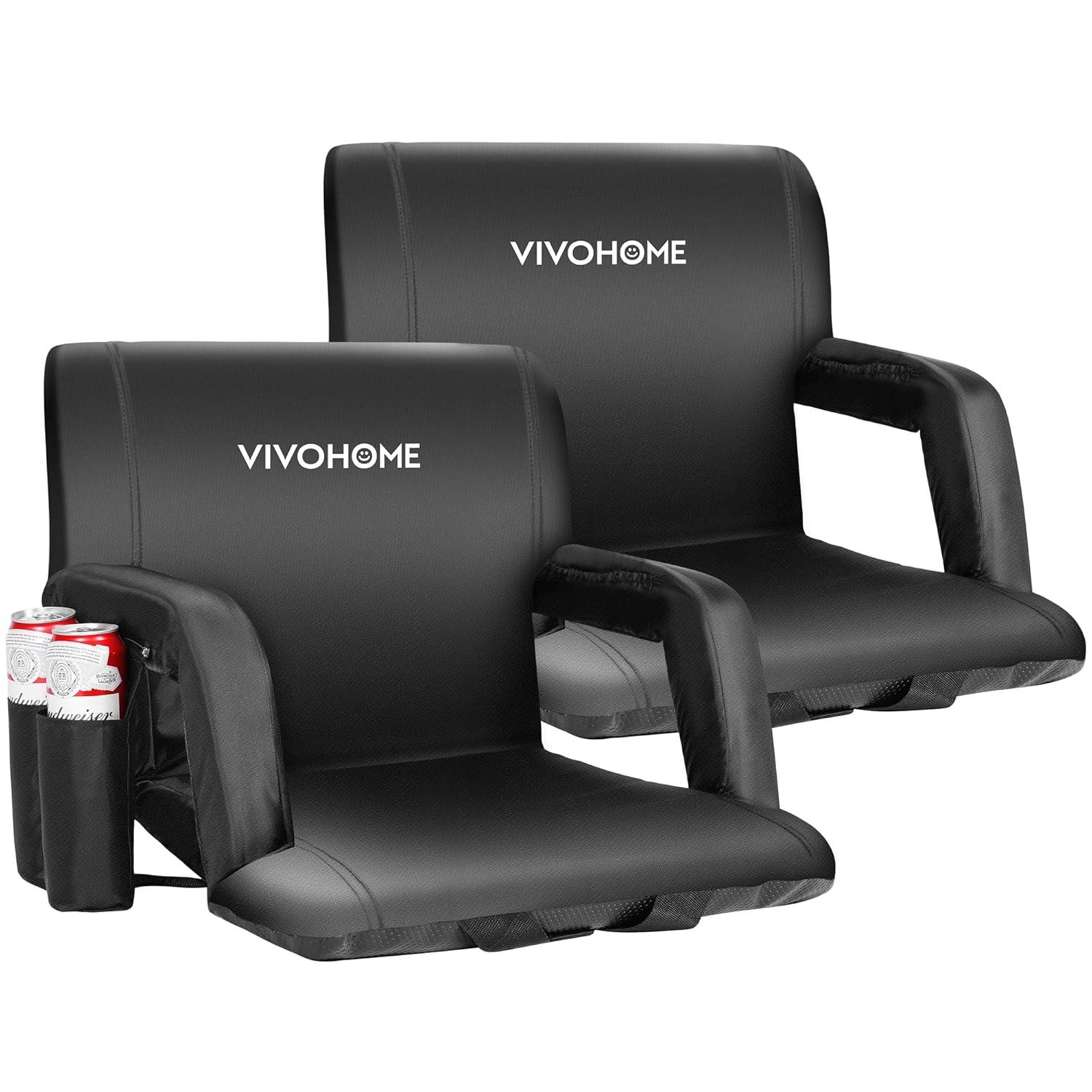 SPECSTAR Foldable Stadium Seat Chair for Bleachers with Padded Back Support and Armrests 2 pack