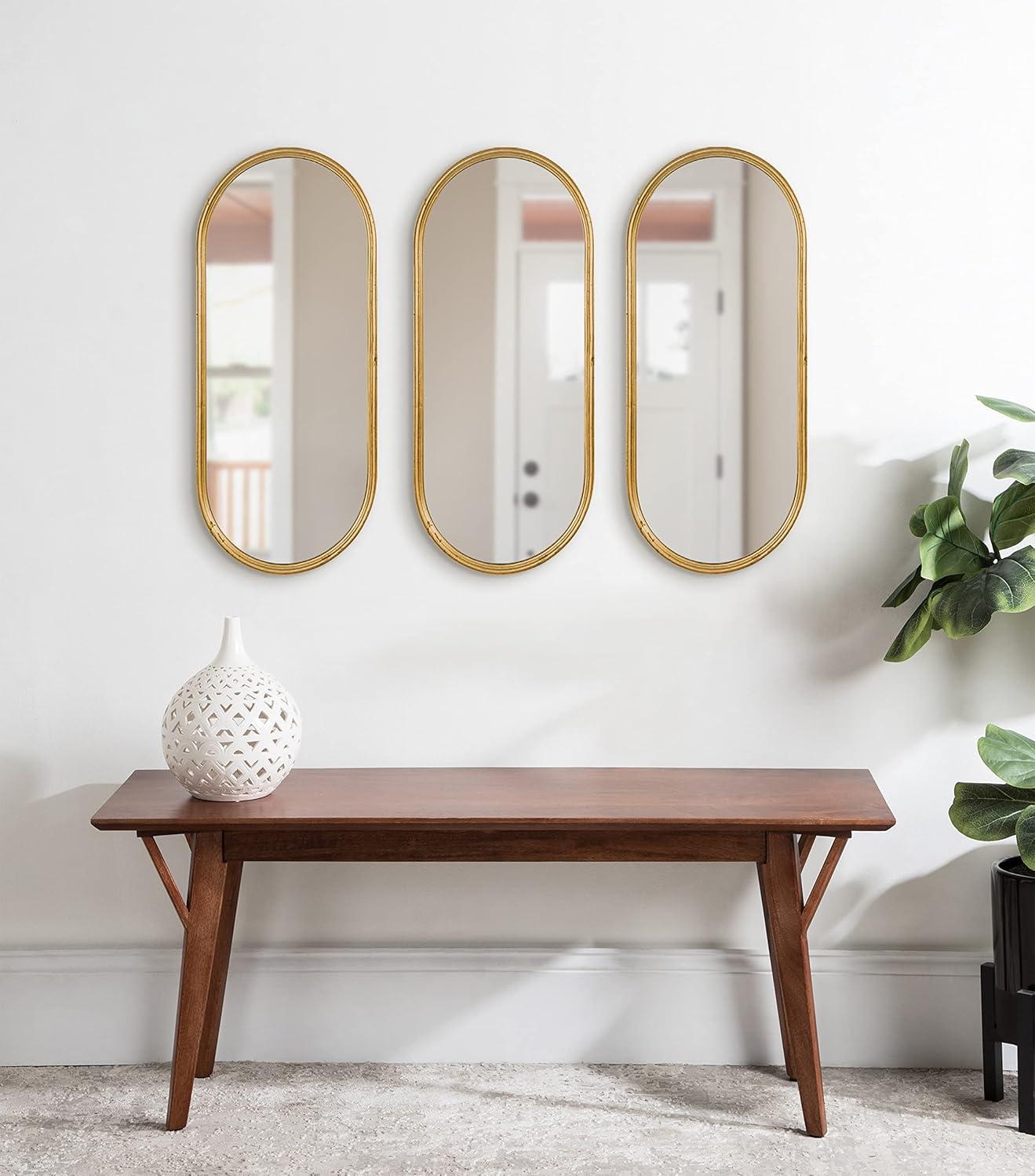 Set of 3 Gold Capsule Framed Wall Mirrors