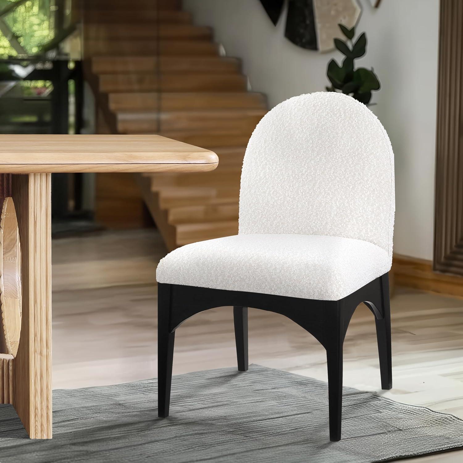 Meridian Furniture Waldorf Cream Boucle Fabric Dining Side Chair