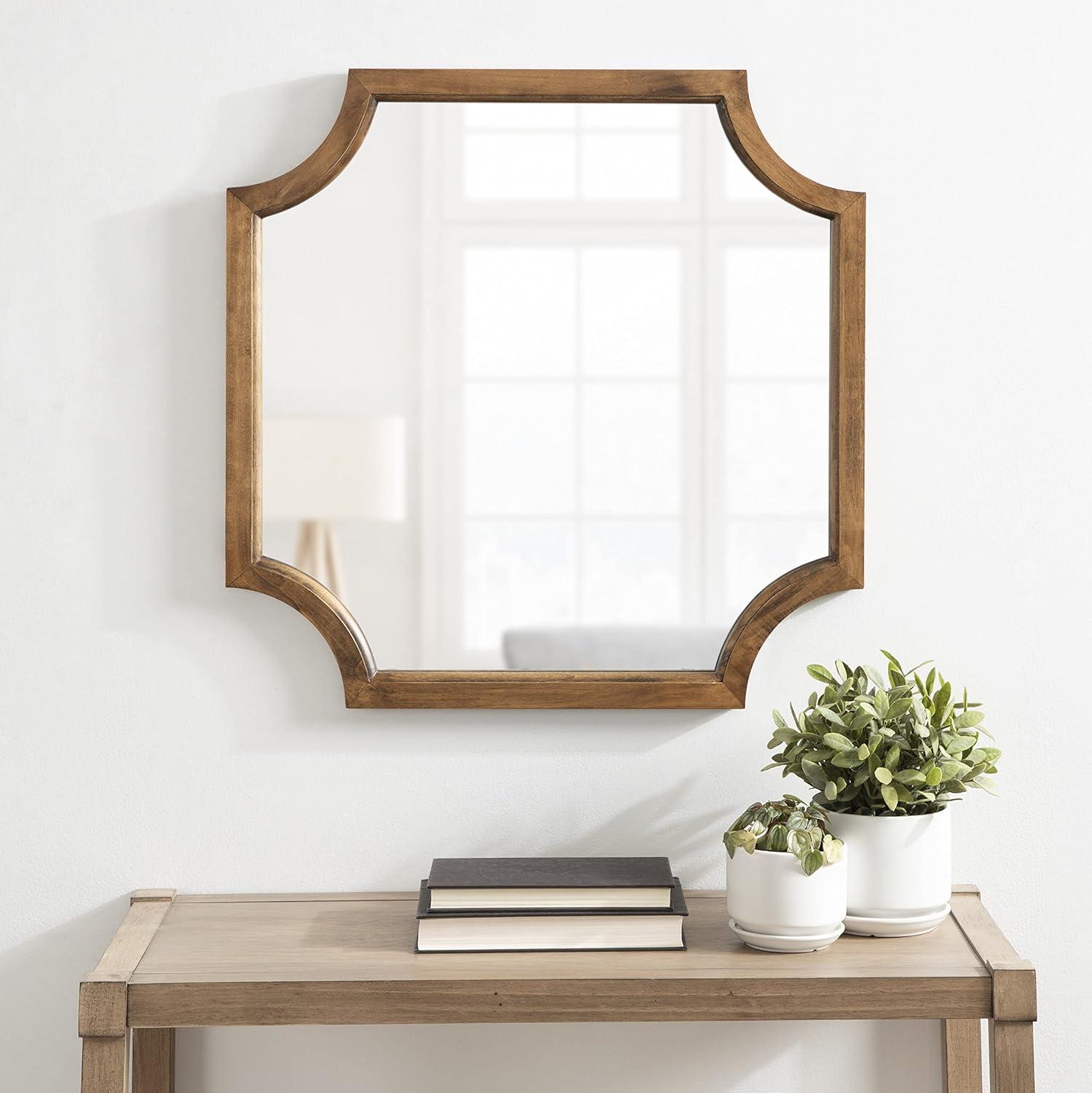 Kate and Laurel Hogan Wood Framed Mirror with Scallop Corners