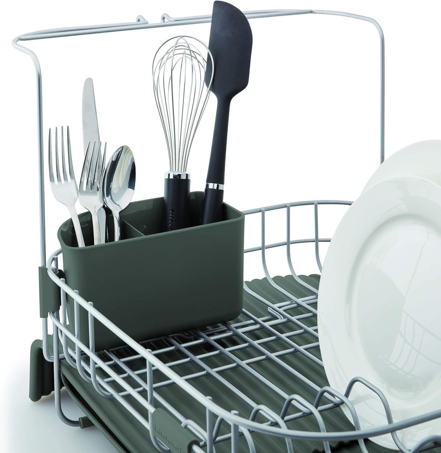 Kitchenaid Satin Wire Expandable Dish Rack in Gray