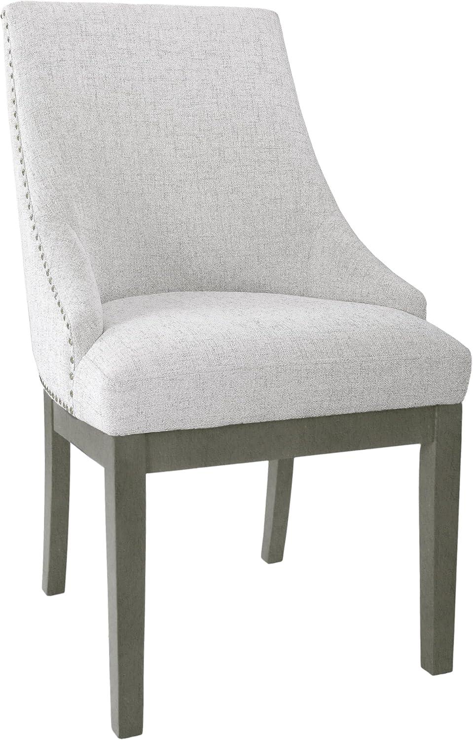 HomePop Upholstered Side Chair Neutral: Polyester Armless Accent Chair, Swoop Back Design, Plywood Frame