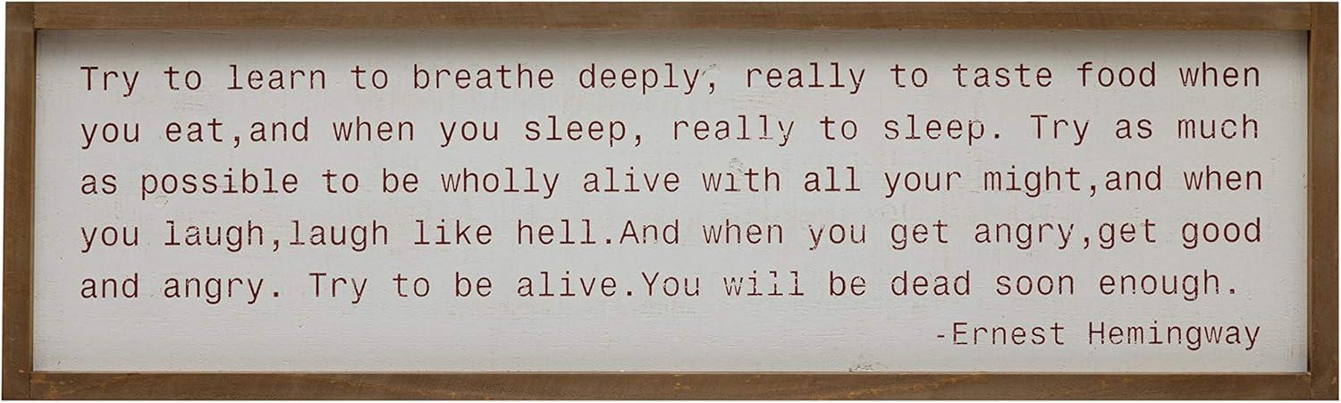 Rustic Wood Framed Ernest Hemingway Quote Wall Decor