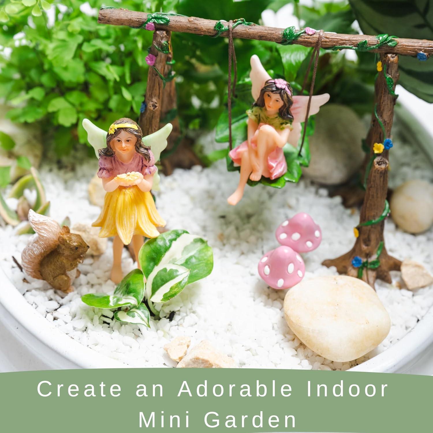PRETMANNS Fairy Garden Accessories with Garden Fairy Figurines - Adorable Fairies for Fairy Gardens, Cute Fairy Garden Miniatures with a Fairy Furniture Kit C21