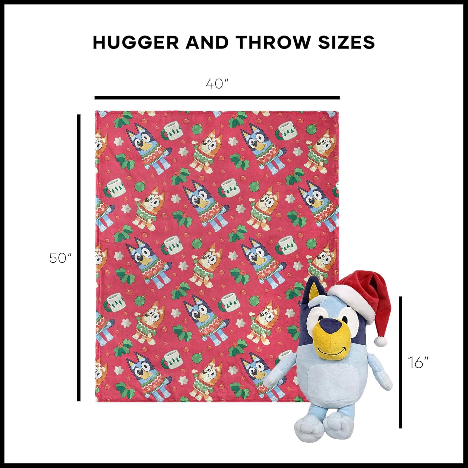 Northwest Character Hugger Pillow & Silk Touch Throw Blanket Set, 40" x 50", Bluey Festive Sweaters
