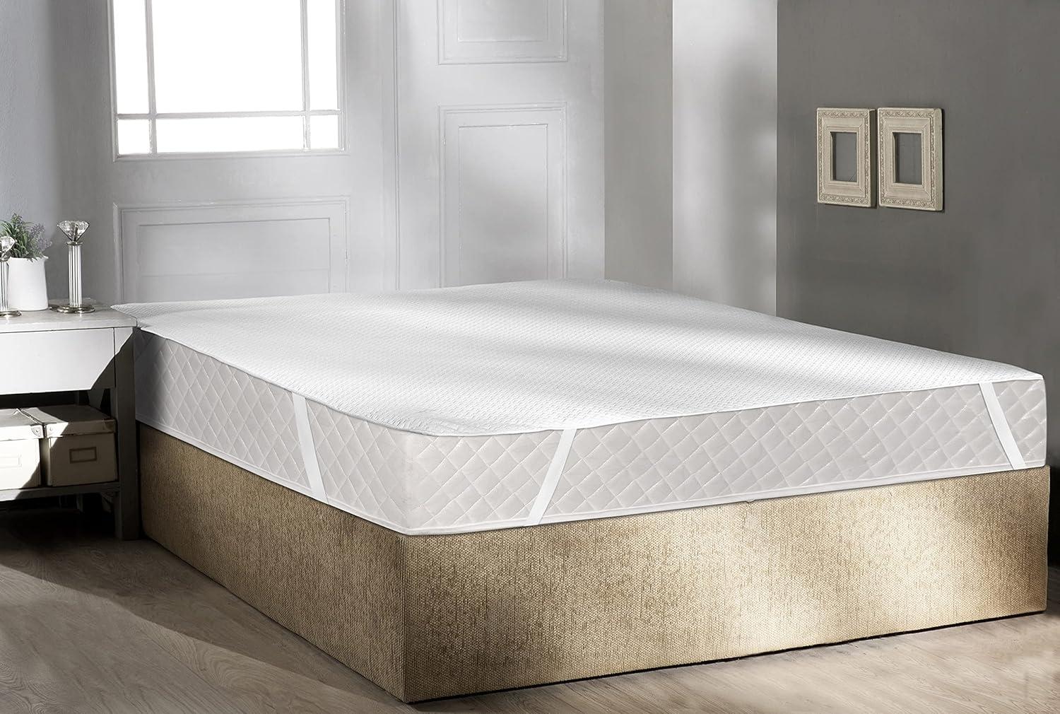 Mattress Protector Waterproof Breathable Sheet with Straps Fitted Bed Cover, Twin XL, by Ambesonne