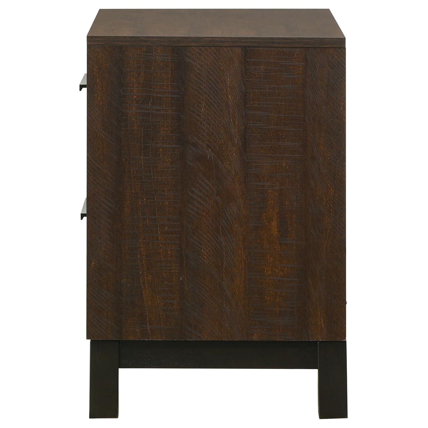 SIMPLE RELAX Edmonton 2 Drawer Nightstand, Rustic Tobacco, Dark Bronze