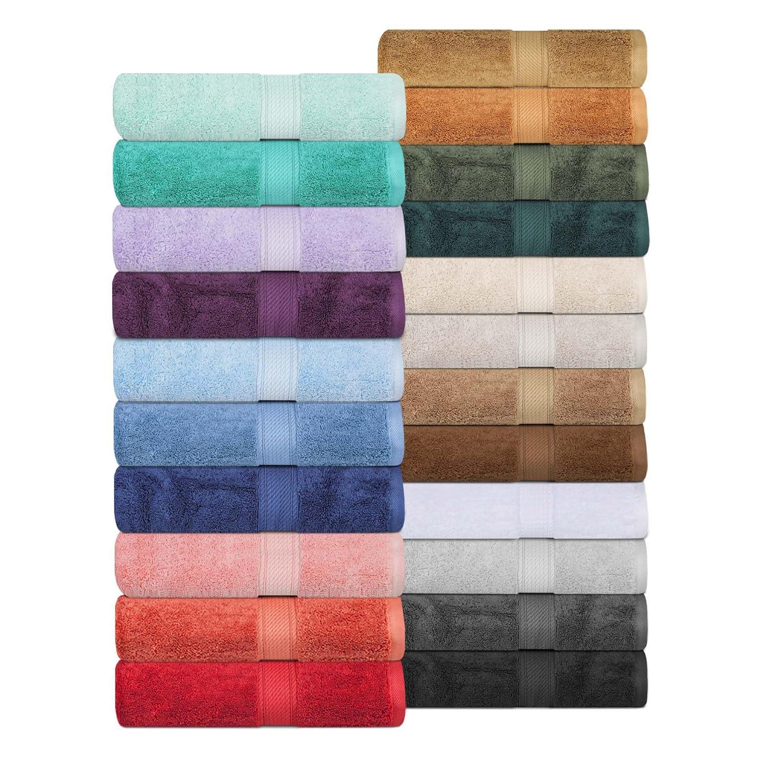 Superior Egyptian Cotton Pile Bath Towel Set of 2, Ultra Soft Luxury Towels, Thick Plush Essentials, Absorbent Heavyweight, Guest Bath, Hotel, Spa, Home Bathroom, Shower Basics, Coral
