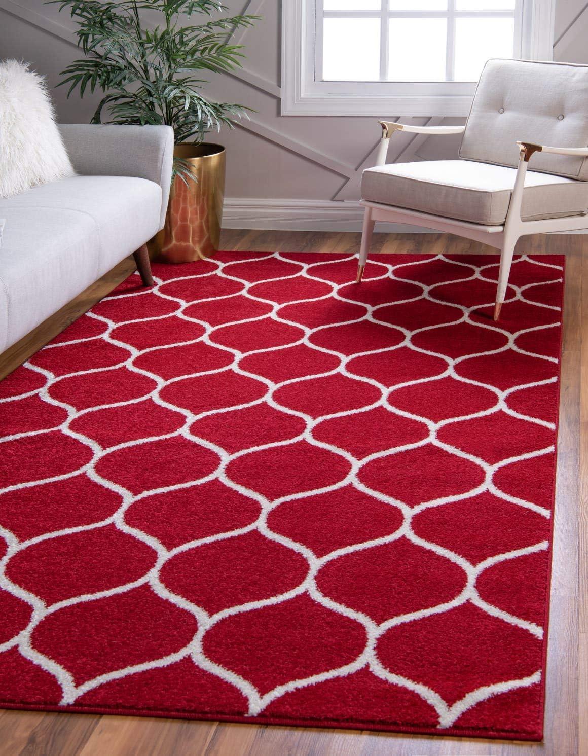 Unique Loom 10' 0 x 14' 0 Trellis Frieze Rounded Red Area Rug