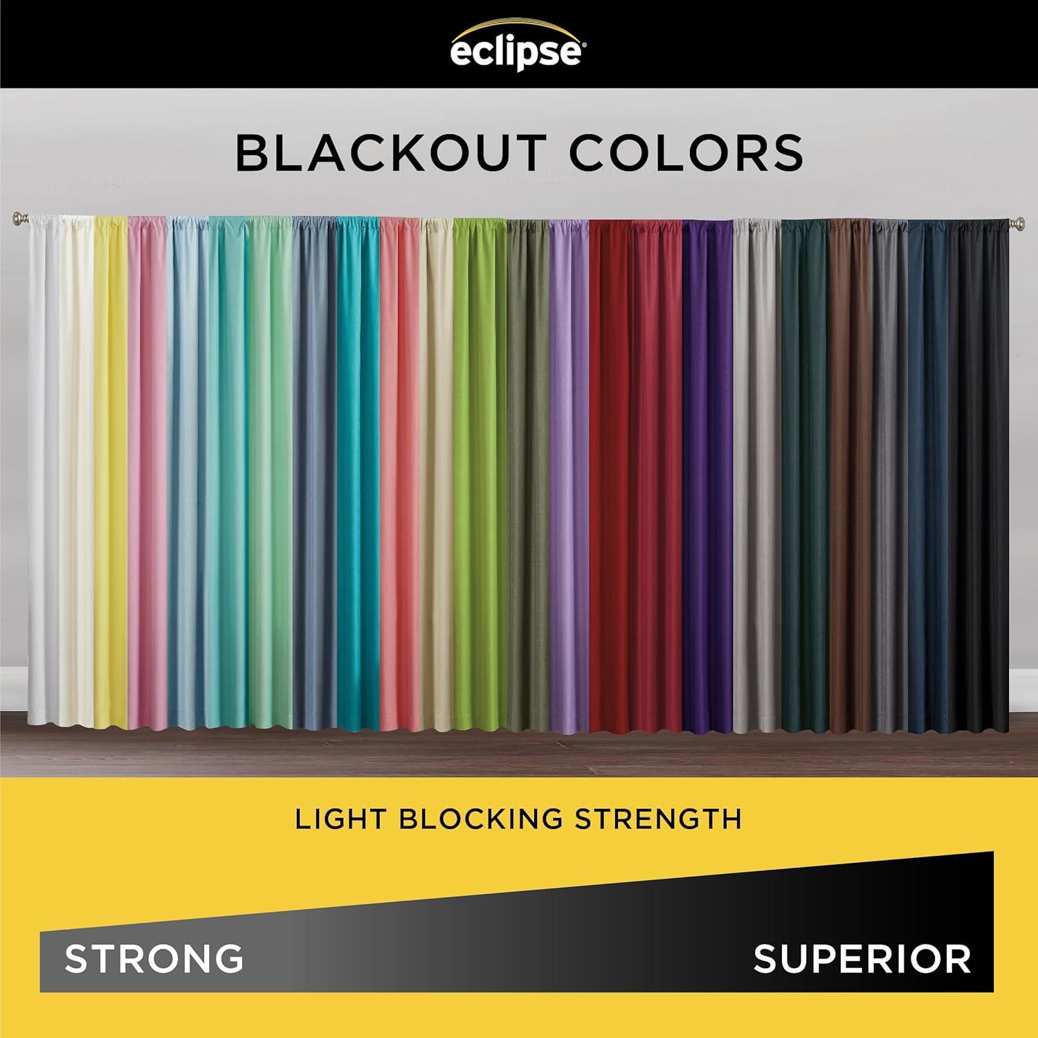 ECLIPSE Andover Solid Tripleweave Thermal Blackout Grommet Curtains for Bedroom (2 Panels), 42 in x 63 in, Black